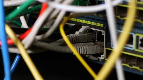 Cables plugged into a network connector 스톡 동영상 94379478