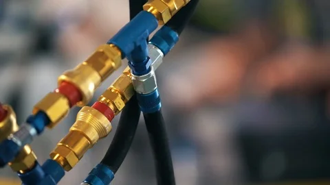 A cables of test device for controlling the speed of a passenger plane in the Stock Footage 102617669