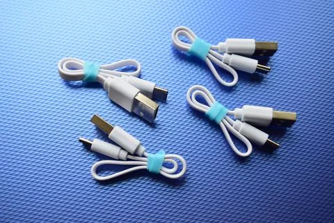 Cables with USB and Type-C connectors Stock Photos