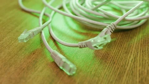 Cables used in service of network ethernet patch cord close-up Stock-Footage 165273206