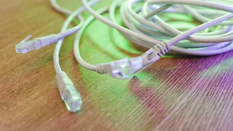 Cables used in service of network ethernet patch cord close-up Stock Footage 165273312