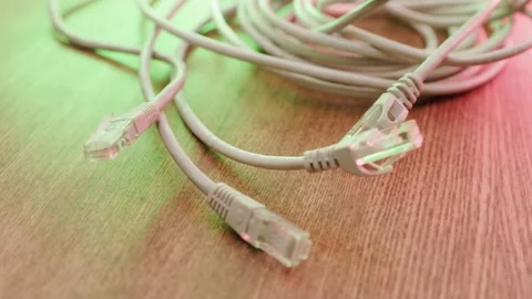 Cables used in service of network ethernet patch cord close-up Stock-Footage 165273479