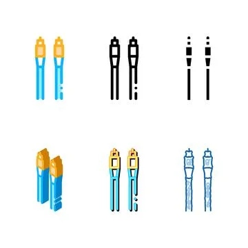 Cables variations optical fiber color icon vector Stock Illustration