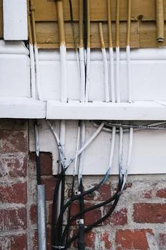 Cables on a wall Stock Photos