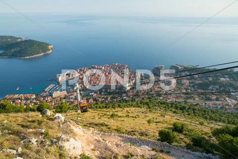 Cableway above Dubrovnik Stock Photos