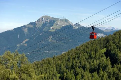 Cableway in alps Stock Photos