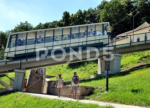 Cableway and city Praque, Czech republic, Europe Stock Photos