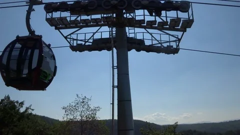 Cableway cabins (cable car cabin) Stock Footage 95599307