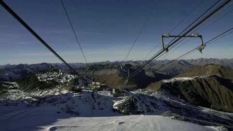 Cableway Downhill Covered In Snow Stock Footage 76035880