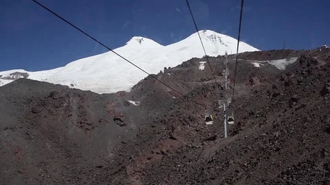 Cableway to Elbrus Top Stock Footage 72542910