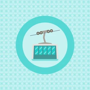 Cableway flat icon Stock Illustration