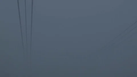 Cableway in fog Stock Footage 80913648