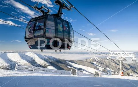 Cableway Funitel in resort Jasna at Low Tatras mountains, Slovakia Stock Photos