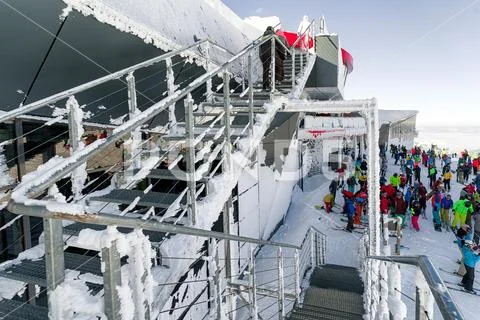 Cableway Funitel in winter resort Jasna in Low Tatras mountains, Slovakia Stock Photos