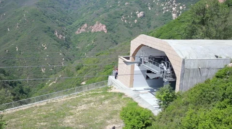 Cableway up to the Great Chinese Wall Stock Footage 64419201