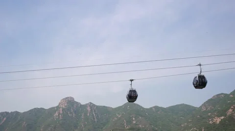 Cableway up to The Great Chinese Wall Stock Footage 64420035