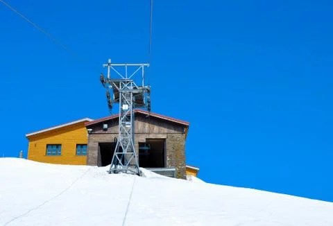 Cableway on the hill Stock Photos