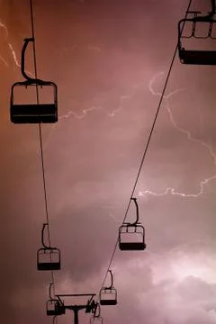 Cableway with lightning Stock Photos
