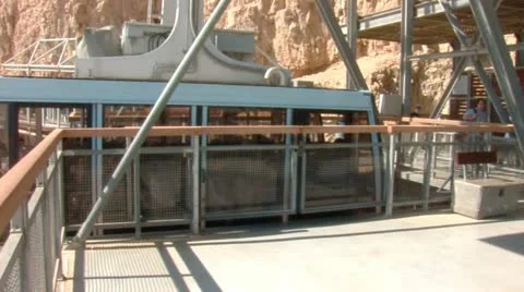 Cableway on Mount Masada  3 Stock Footage 12026402