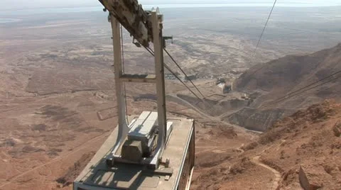 Cableway on Mount Masada in Israel Stock Footage 12026447