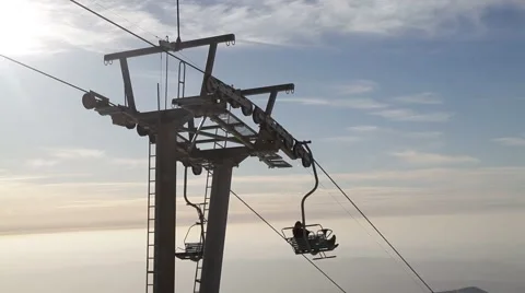 Cableway in the mountains Stock Footage 46189369