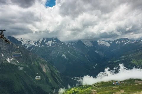 Cableway in the mountains Stock Photos