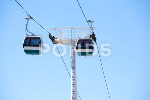 Cableway in National Park in Lisbon, Portugal Stock Photos
