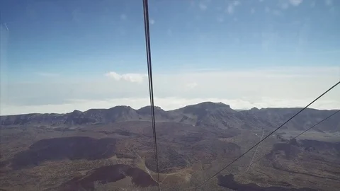 Cableway rises to the top of the volcano Teide. Stock Footage 70516451