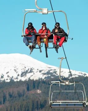 Cableway at ski resort Stock Photos