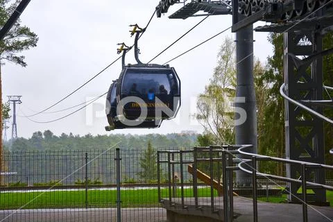 Cableway to the snow arena in the city Druskinenkay, Lithuania Stock Photos