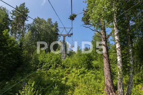 Cableway in summer in Belokurikha in the Altai Krai Stock Photos