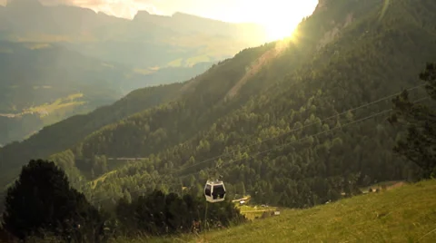 Cableway at sunset Stock Footage 37643456