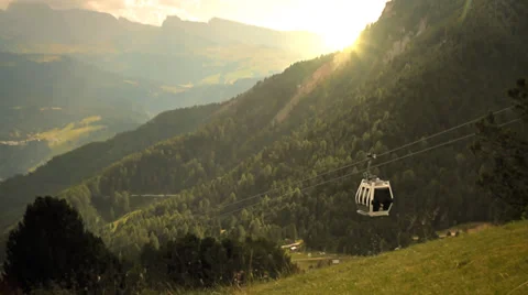 Cableway at sunset Stock Footage 37645636