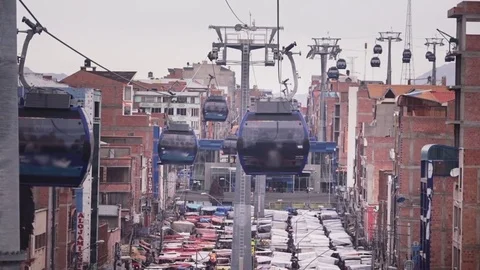 Cableway system of La Paz Stock Footage 85065092