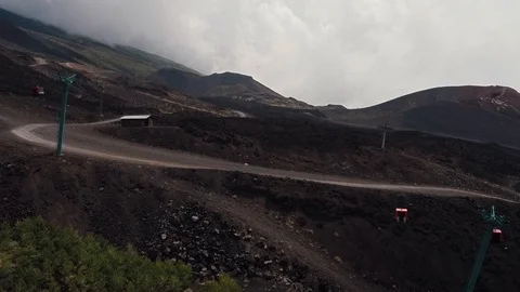 Cableway on Volcano Etna Sicily Stock-Footage 126585730