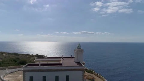 Cabo Blanco Lighthouse: A Mesmerizing Aerial View of Mallorca's Iconic Landmark Stock Footage 236551331