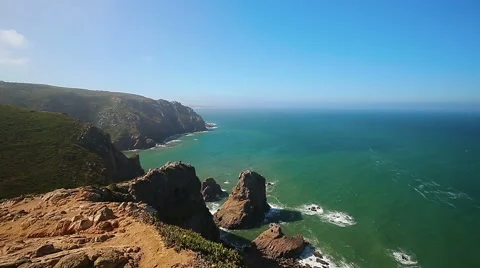 Cabo da Roca (Cape Roca), Portugal.  The most westerly point of mainland Europe. 库存影片 68592376
