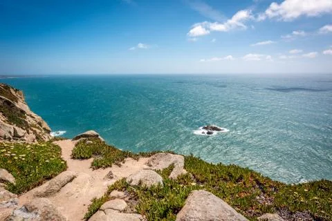 Cabo da Roca, Cape Roca in Sintra, Portugal. Atlantic ocean. Stock Photos