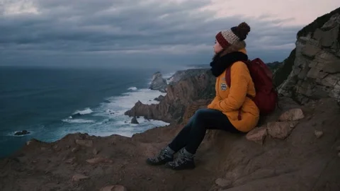 Cabo da Roca cliff Stock Footage 131592628