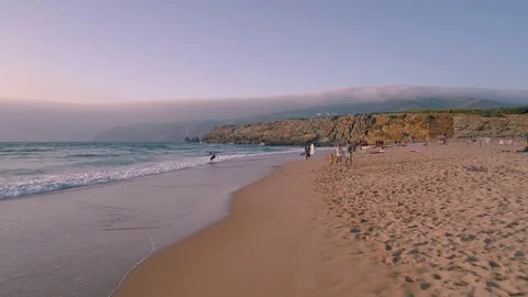 Cabo da Roca Cliffs rocks on Atlantic ocean Sintra summer Portugal 4K aerial 스톡 동영상 84654114