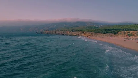 Cabo da Roca Cliffs rocks on Atlantic ocean Sintra summer Portugal 4K aerial Stock Footage 84657764