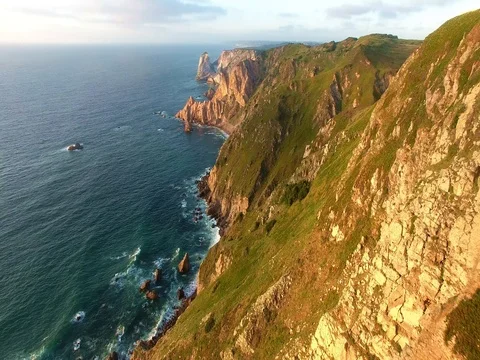 Cabo da Roca high coastline 스톡 동영상 74691616