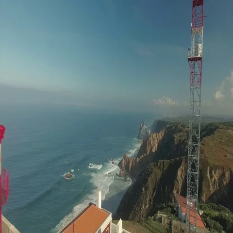 Cabo Da Roca Light House Aerial Video Video stock 69436801