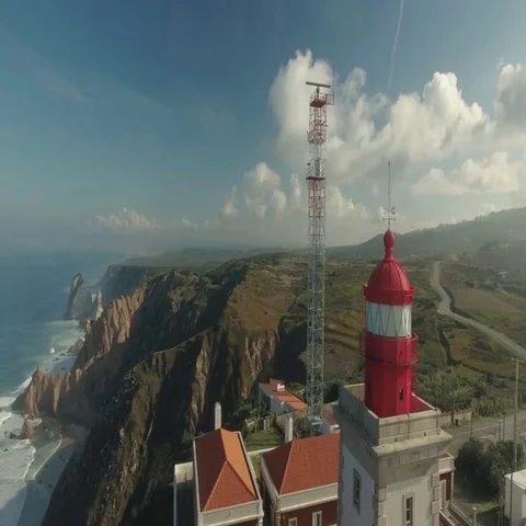 Cabo Da Roca Light House Aerial Video Video stock 69441699