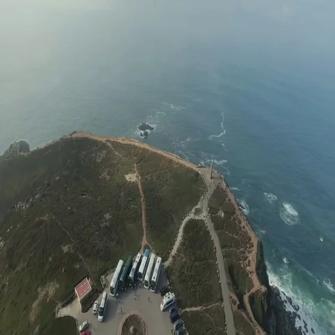 Cabo Da Roca Light House Aerial Video Stock Footage 69446208