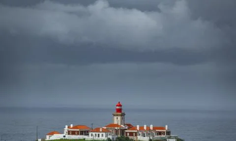 Cabo da Roca Lighthouse below the storm Stock Photos