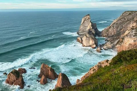Cabo da Roca, one of the most beautiful beaches in Portugal. Stock Photos