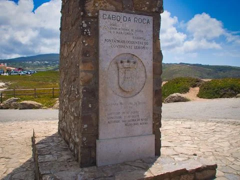 Cabo da Roca - Plaque Foto stock