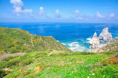 Cabo da roca, the western point of Europe Stock Photos