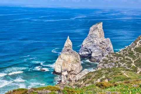 Cabo da roca, the western point of Europe Stock Photos